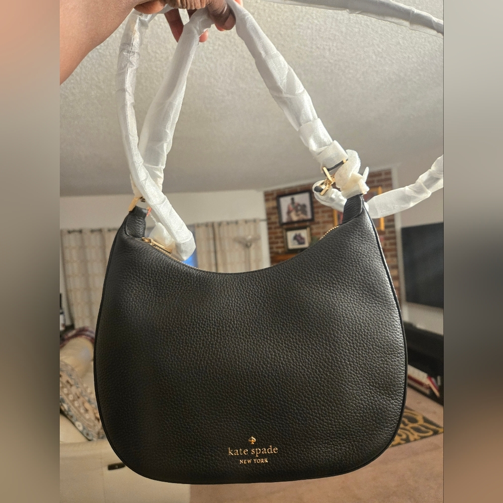 Kate Spade Janie Black Pebbled Leather Shoulder Bag Crossbody Purse Hobo KE660 - Picture 10 of 11